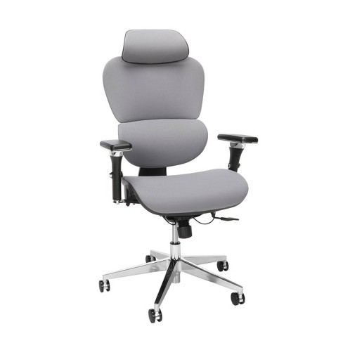 Leather Padded Seat Grey Details about   Ergonomic Adjustable Swivel Chair with Lumbar Support 