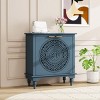 Storage Cabinet With Doors And Shelves,Green Hollow-Carved Cabinet With Adjustable Shelf,Distressed Wooden Cabinet With 2 Doors-Maison Boucle - 2 of 4