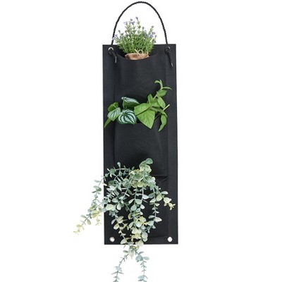 The Lakeside Collection 3-Pocket Vertical Hanging Garden Planter Bag