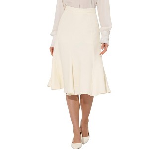 Allegra K Women's Side Zipper High Waist Elegant Flared A Line Midi Skirts - 1 of 4