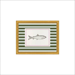 Petal Lane 9"x7" Single Fish with Stripes Brass Beaded Framed Wall Art - 1 of 4