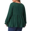 Agnes Orinda Women's Plus Size Swiss Dot Round Neck Puff Sleeve Casual Cute Babydoll Blouses - 4 of 4