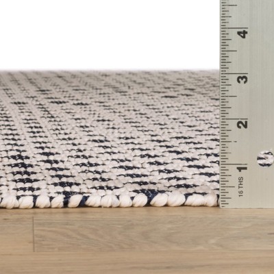 Navy and White Synthetic Trellis Runner Rug 2'6" x 8'