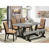 HomeStock 6-Piece Rectangle Natural Oak Finish Solid Wood Top dining Table with 1-Bench and 4-Chairs - 2 of 4
