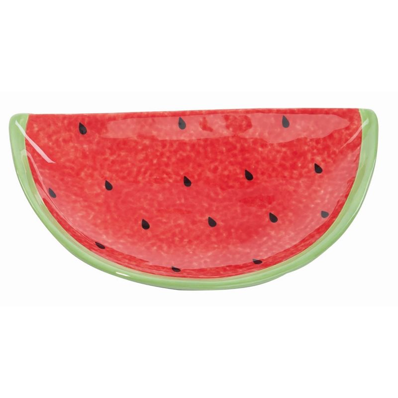 Transpac Dolomite 9.75 in. Multicolor Spring Watermelon Plates Set of 2, 2 of 4