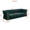 3-Seater Velvet Tufted Sofa with Wood Frame and Gold Metal Legs, 87 inch Long Modern Upholstered Couch for Living Room or Apartment-Koiai - 3 of 4