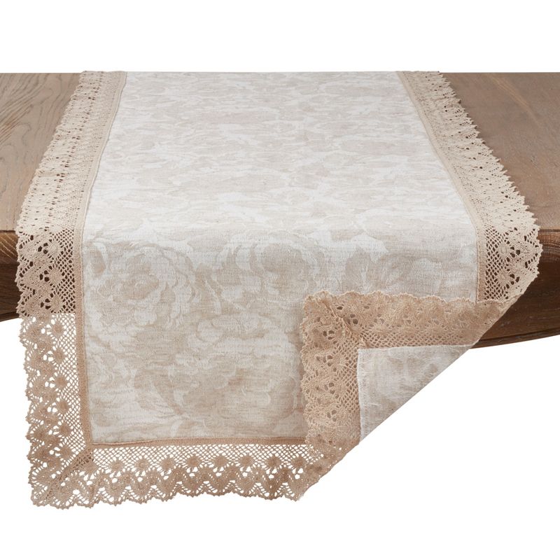 Saro Lifestyle Table Runner With Jacquard Lace Trim Design, 2 of 4