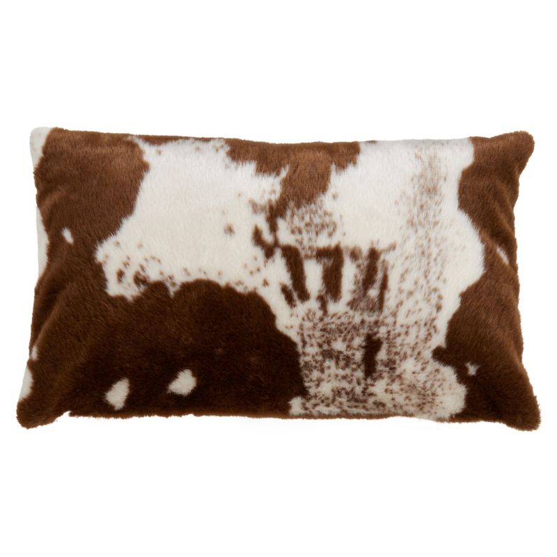 Saro Lifestyle Faux Fur Cow Hide  Decorative Pillow Cover, 1 of 6