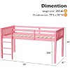 JOYMOR Low Loft Bed Twin Size with Stairs, Wooden Loft Bed for Kids, Pine Wood Twin Bed Frame, No Box Spring Needed, Pink - 2 of 4