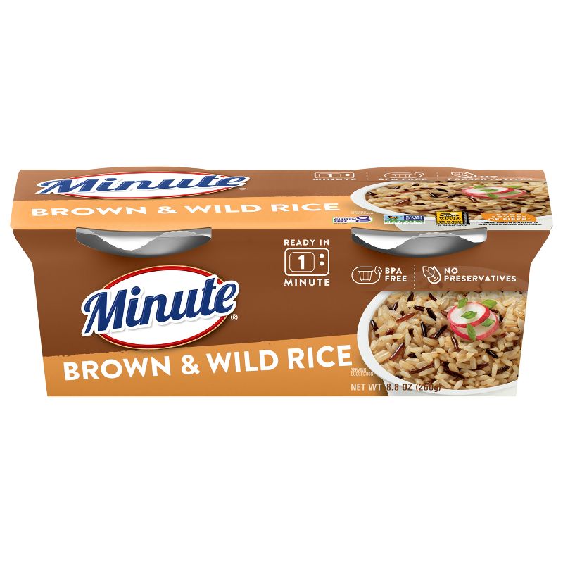 Minute Rice Gluten Free Brown &#38; Wild Rice Microwaveable Bowl - 8.8oz/2ct, 1 of 10