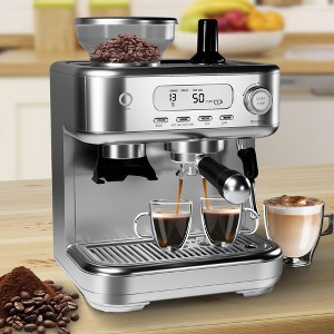 COZONY 15-Bar Espresso Machine with Grinder, PID Temp Control, Milk Frother, 8.8oz Hopper - 1 of 4