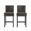 Okak Set of 2 Rustic Solid Wood Counter Height Bar Stools for Dining Rooms,Upholstered Back Counter Bar Stools Without Arm - 4 of 4