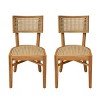 Set of 2 Outdoor Wicker Dining Chairs,Acacia Wood Dining Chair with Woven Rattan Back,Rustic Patio Armless Chair for Garden-Coolbibila - 2 of 4