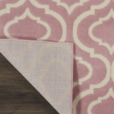 Moroccan Trellis Pink Viscose 8' x 10' Easy-Care Area Rug