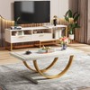 Hommoo Modern Coffee Table, Mid Century Center Table with Faux Marble Veneer - 3 of 4