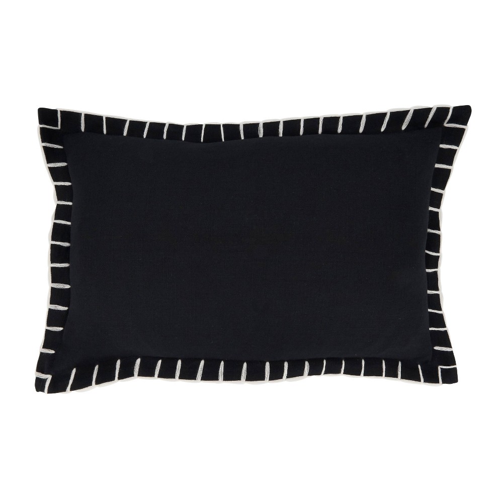 Photos - Pillow 12"x20" Oversize Minimalist Chic Chunky Whip Stitch Down Filled Lumbar Thr