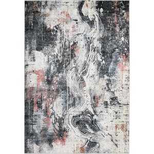 Abstract Rug Soft Rugs, Neutral Modern Design, Non-Slip, Stain Resistant, Machine Washable, Foldable Low Pile for Living Room, Bedroom, Dining Room - 1 of 4