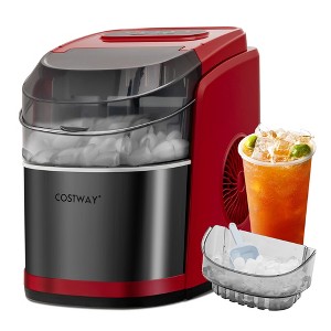 Costway Countertop Ice Maker 26.5lbs/Day Self-Cleaning Machine w/ Flip lid White\Black\Red - 1 of 4