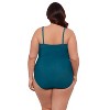 Aqua Green, Women's Surplice Trim Overlay One Piece - 3 of 3