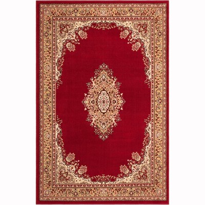 Elegant Medallion 5'3" x 8' Burgundy Synthetic Rectangular Rug