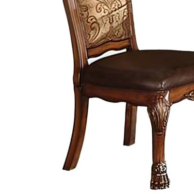 Cherry Oak Dresden High-Back Faux Leather Side Chair