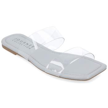 Journee Collection Womens Amata Tru Comfort Foam Lucite Strap Slide Sandals