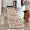 Coucheta Vintage Runner Rug- Non-Slip Washable Carpet, Distressed Floral Pattern, Low Pile Hallway Kitchen Bath Mat, Multiple Sizes and Colors - 2 of 4