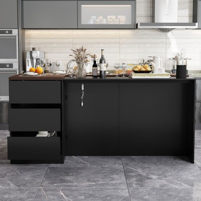 FUFU&GAGA Multi-Functional Kitchen Pantry Storage Cabinet,3 Color Light Adjustment,Kitchen Display Unit with Glass Door,Home Kitchen Solution