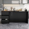 Famapy Woodgrain Desktop Black Computer Desk Office Desk Composite Lighting Glass Cabinet Large Desktop - 3 of 4