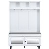 Okak 5-IN-1 Hall Tree with Shutter-Shaped Doors, Freestanding Coat Rack with Cushion and 4 Sturdy Hooks, Wide Coat Stand for Hallway, White - 4 of 4