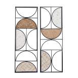Metal Geometric Carved Designs Wall Decor Set of 2 Brown - Olivia & May