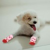 Unique Bargains Dog Cats Non-Slip Socks Heart Pattern Paw Protection and Traction Pink 4 Pcs - 4 of 4