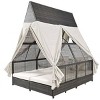 Nestfair Wicker Outdoor Day Bed Lounge Bed with Adjustable Backrest and Cushions Beige - 2 of 4