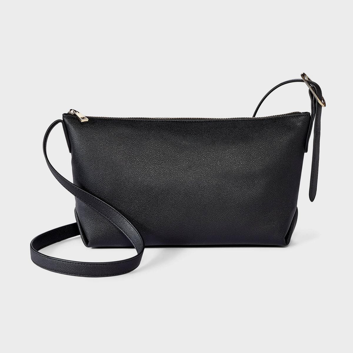 Faux Suede Slouchy Elongated Buckle Strap Crossbody Bag - A New Day™