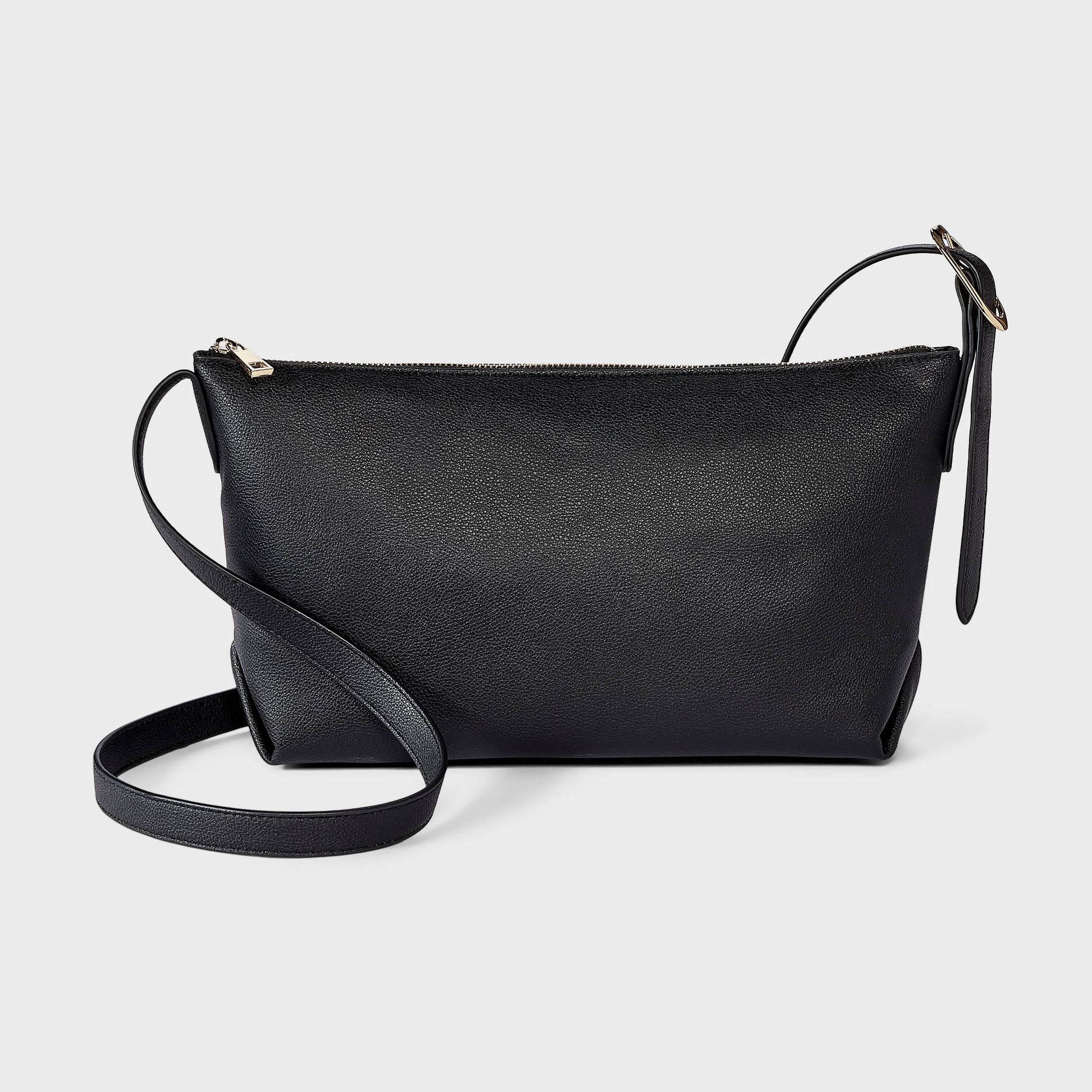 Faux Suede Slouchy Elongated Buckle Strap Crossbody Bag - A New Day™