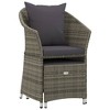 vidaXL Patio Lounge Set - 2 Piece Set with Comfortable Cushions, Durable Grey Poly Rattan Material, Included Practical Stool - 3 of 4