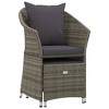 vidaXL Patio Lounge Set - 2 Piece Set with Comfortable Cushions, Durable Grey Poly Rattan Material, Included Practical Stool - image 3 of 4