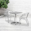 Emma and Oliver 23.5" Square Aluminum Table Set with 2 Slat Back Chairs - image 2 of 4