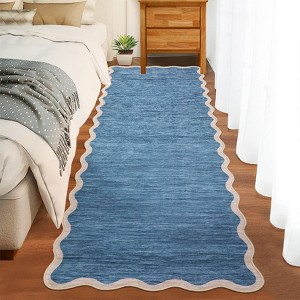 Scalloped Edge Area Rugs for Living Room Bedroom Modern Washable Rug Soft Non Slip Low Pile Accent Carpet - 1 of 4