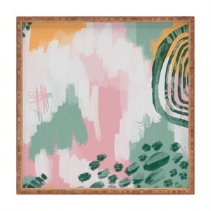 justin shiels Pink In Abstract 12" x 12" Square Bamboo Tray - Deny Designs - 1 of 2