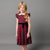 Hope & Henry Girls' Organic Flutter Sleeve Peter Pan Collar Party Dress, Oxblood City Plaid, 4 - 4 of 4