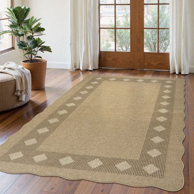 Lahome Diamond Double Frame Diagonal Faux Jute Rectangular Indoor Outdoor Area Rug