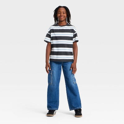 Детские Cat & Jack Boys' Short Sleeve Striped Oversized T-Shirt - Cat & Jack™ Teal Green M — фото 2
