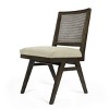 HomeRoots Set of Two Dark Brown And Gray Wood Cane And Upholstery Dining Side Chairs - 4 of 4