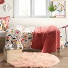 3' Faux Fur Round Kids' Rug Pink - Pillowfort™ - 2 of 4