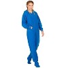 Footed Pajamas - Brilliant Blue Kids Hoodie Fleece One Piece - image 3 of 4