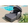 Oversart 79.9" Outdoor Sunbed With Adjustable Canopy, Double Lounge, Pe Rattan Daybed, Gray Wicker And Cushion - 3 of 4
