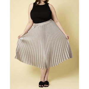 Women's Chic Pleated Satin Skirt for Plus Sizes | Sunburst Design - GILLI - 1 of 4