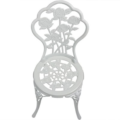 White Cast Aluminum Floral Bistro Set with Iron Legs