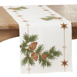 Saro Lifestyle Embroidered Pinecone Runner - 1 of 4